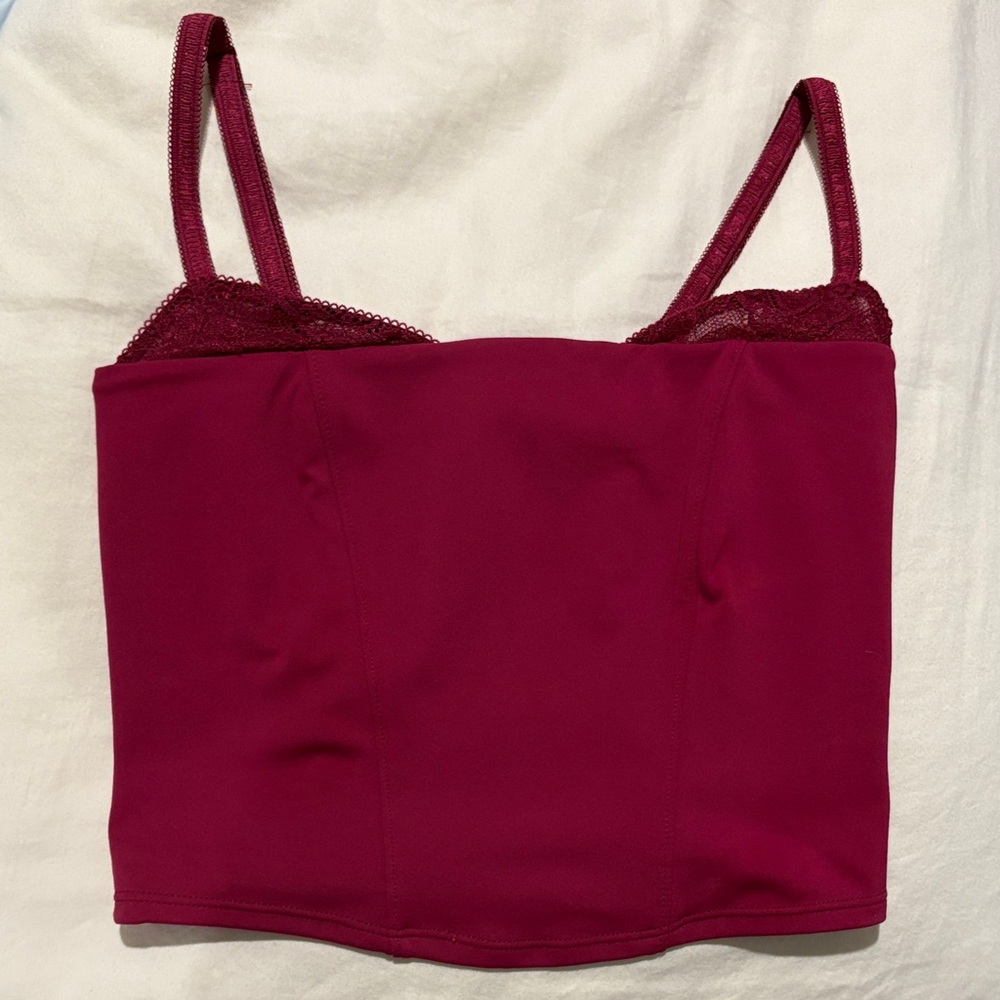 Burgundy Lace Trim Cami Top